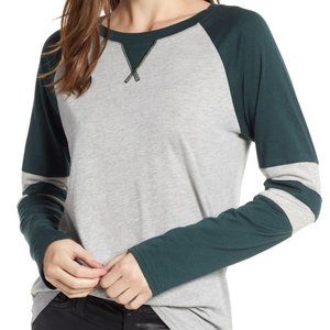 Treasure & Bond Colorblock Cotton Blend Raglan Top